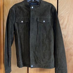 Olive green suede zara jacket. European large.